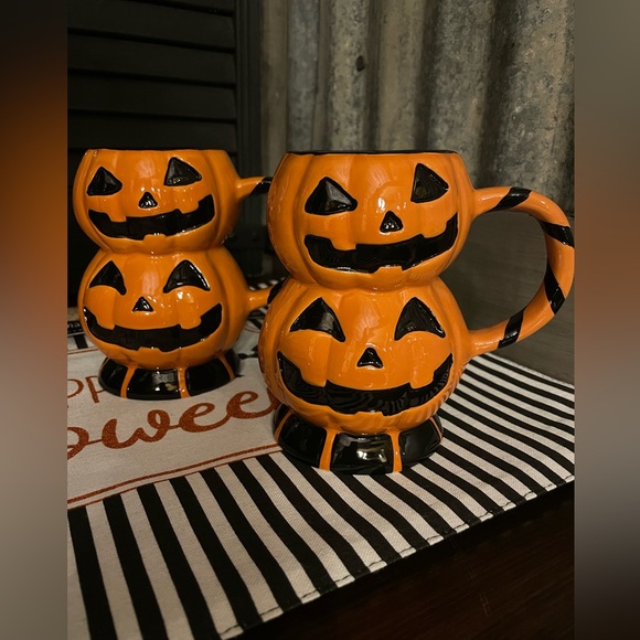 GLOBAL DESIGN CONNECTIONS Set Of 2 Jack-O-Lantern Pumpkin Coffee Tea Mug NWOT 🎃 - Picture 7 of 7